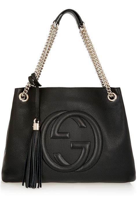 gucci black bag silver chain|gucci soho chain shoulder bag.